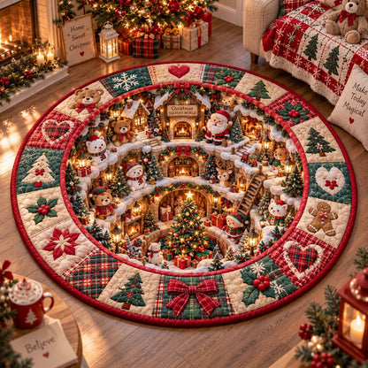 Merry Santa Village Quilted Round Mat SN0DV826