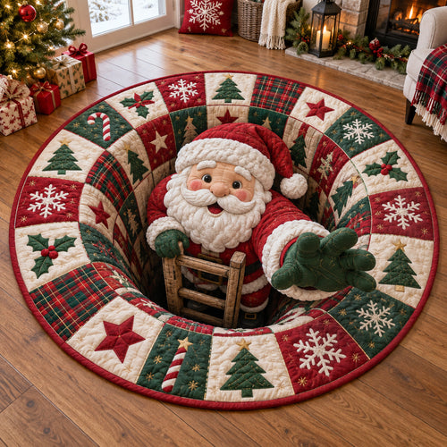 Merry Santa Welcome Quilted Round Mat SN0TV514