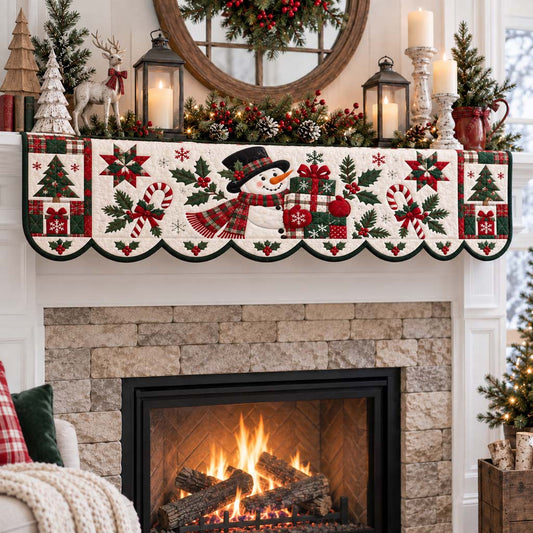 Merry Snowman Parcel Quilted Mantel Scarf SN0HH0368
