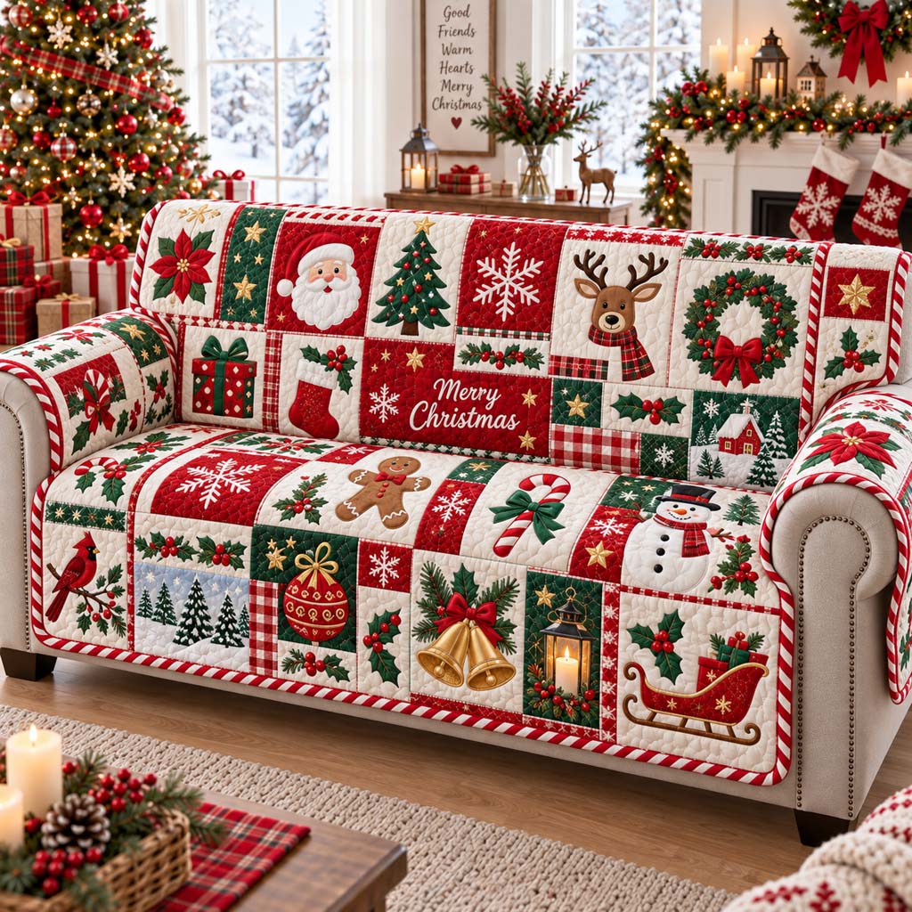 Merry Tinsel Quilted Sofa Cover SN0HH0568