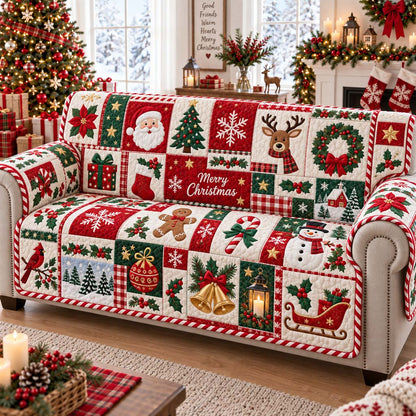 Merry Tinsel Quilted Sofa Cover SN0HH0568