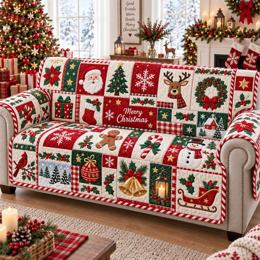 Merry Tinsel Quilted Sofa Cover SN0HH0568