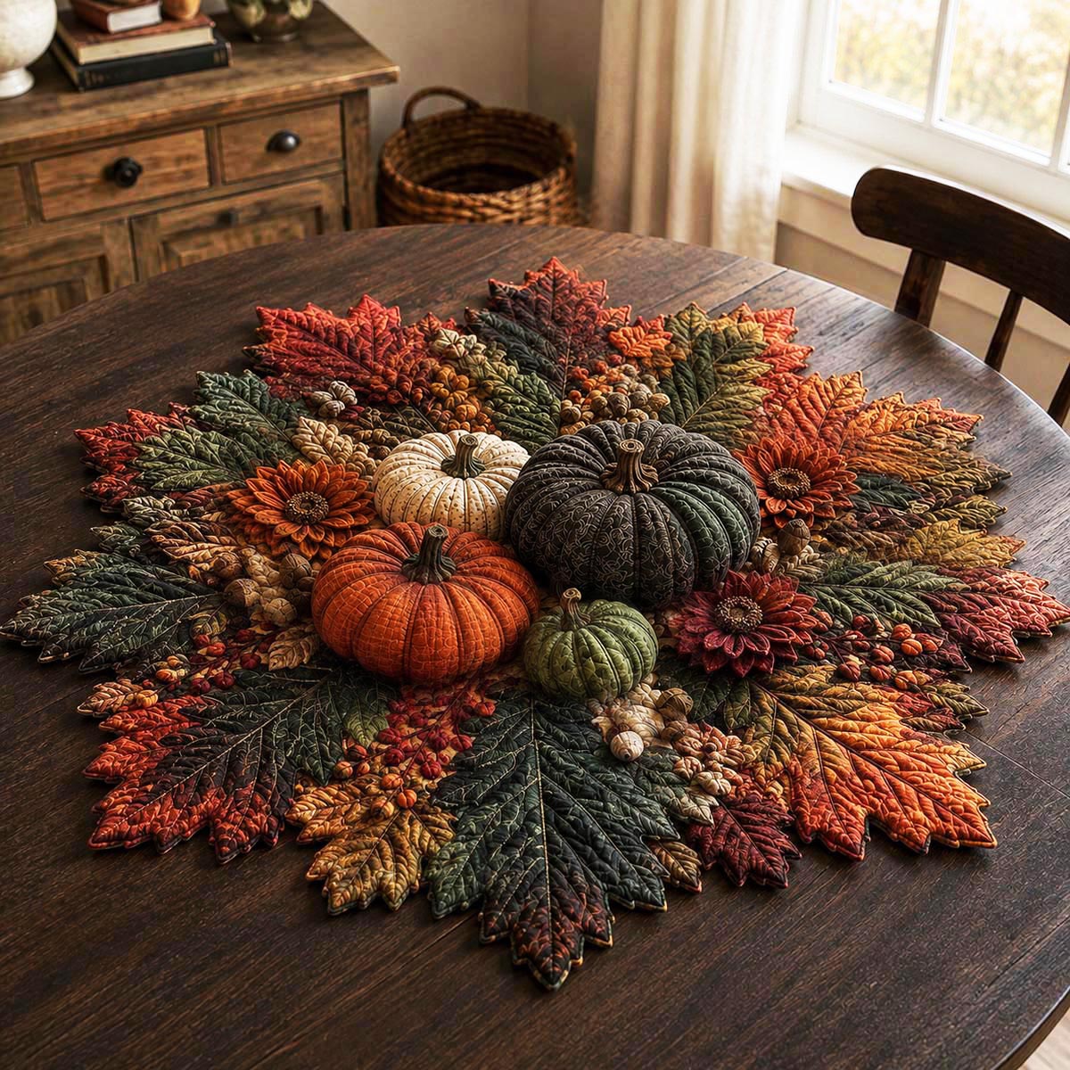 Midnight Harvest Custom Shape Quilted Table Topper SN0DV197