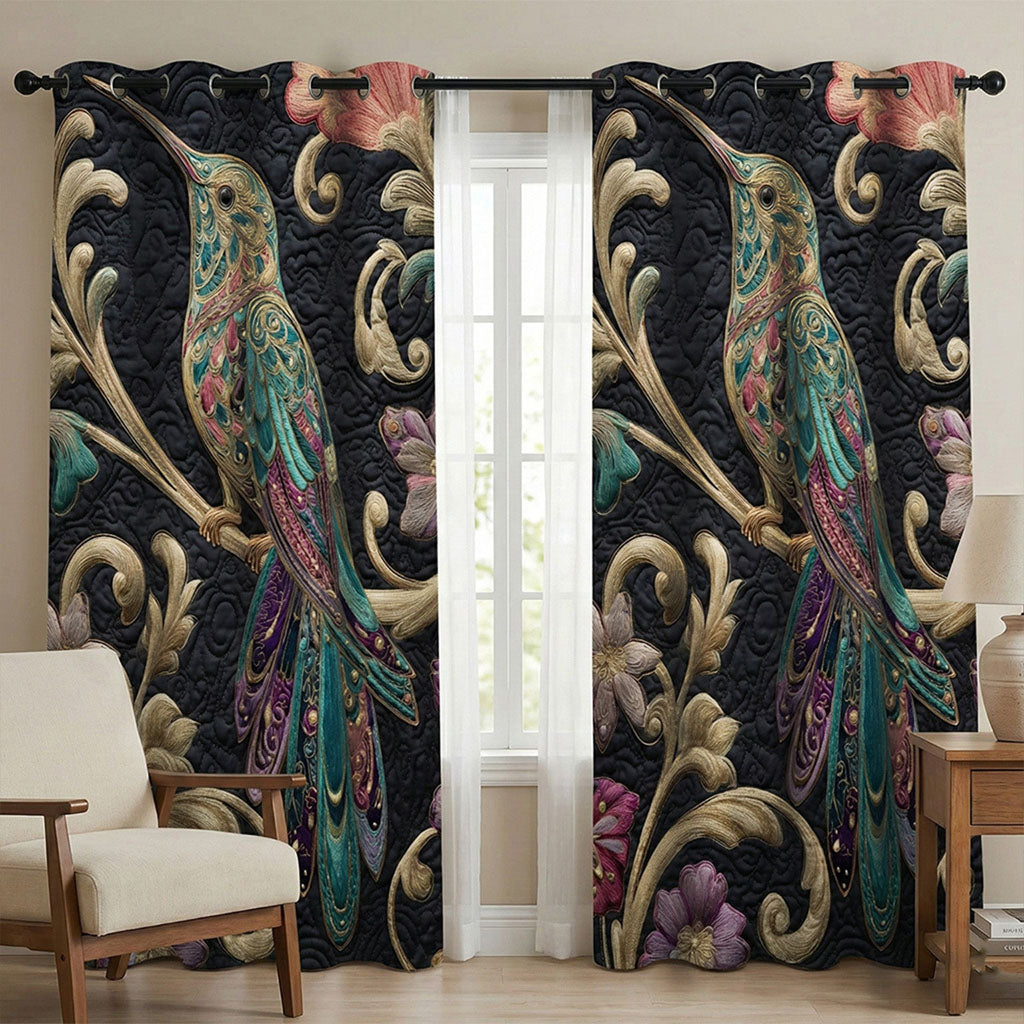 Midnight Aviary Quilted Curtains NCU0TN277
