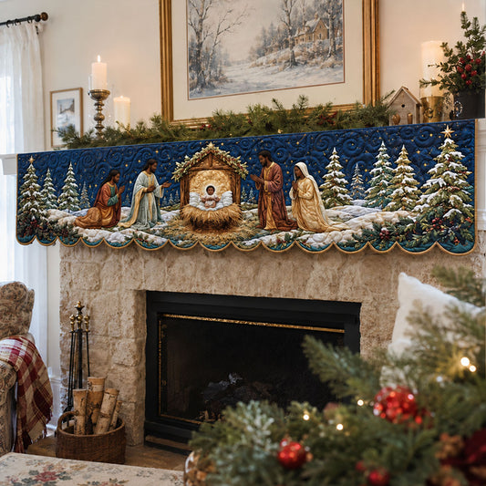 Midnight Bethlehem Blessing V2 Quilted Mantel Scarf SN0PT1077