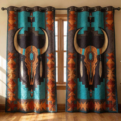 Midnight Bison Quilted Curtains NCU0DX046