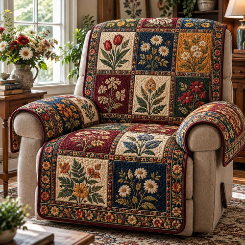 Midnight Botanical Garden Quilted Sofa Cover SN0DV1089
