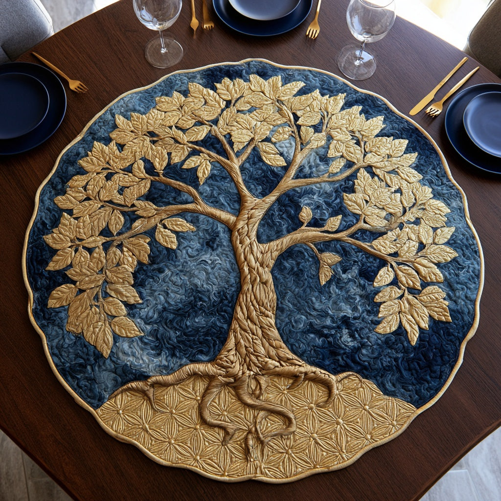 Midnight Branches Custom Shape Quilted Table Topper NCU0LV293
