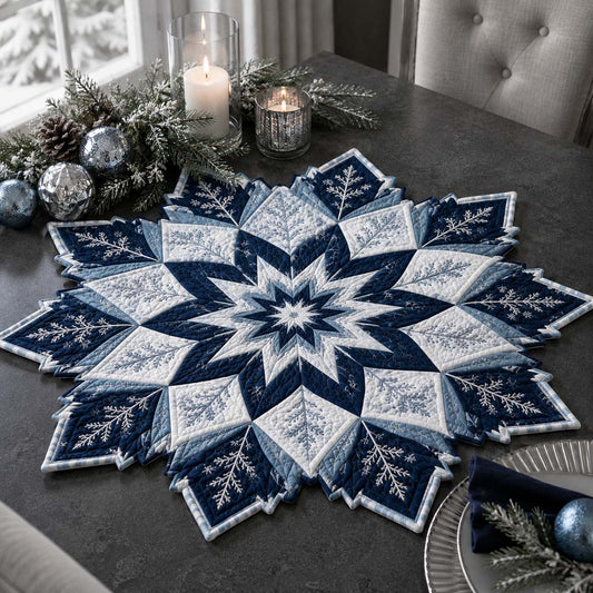 Midnight Burst Snowflake Custom Shape Quilted Table Topper SN0HH0295