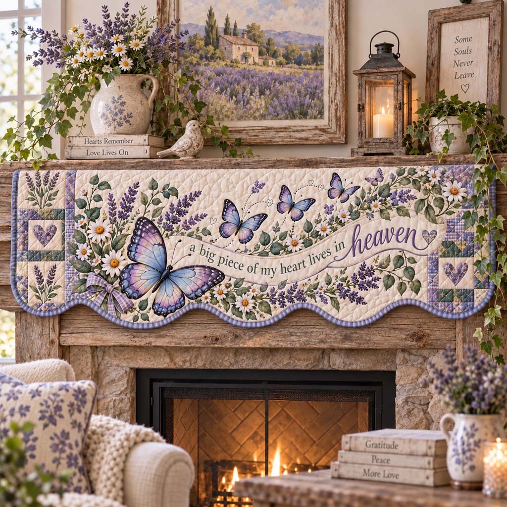 Midnight Butterfly Quilted Mantel Scarf SN0HH0600