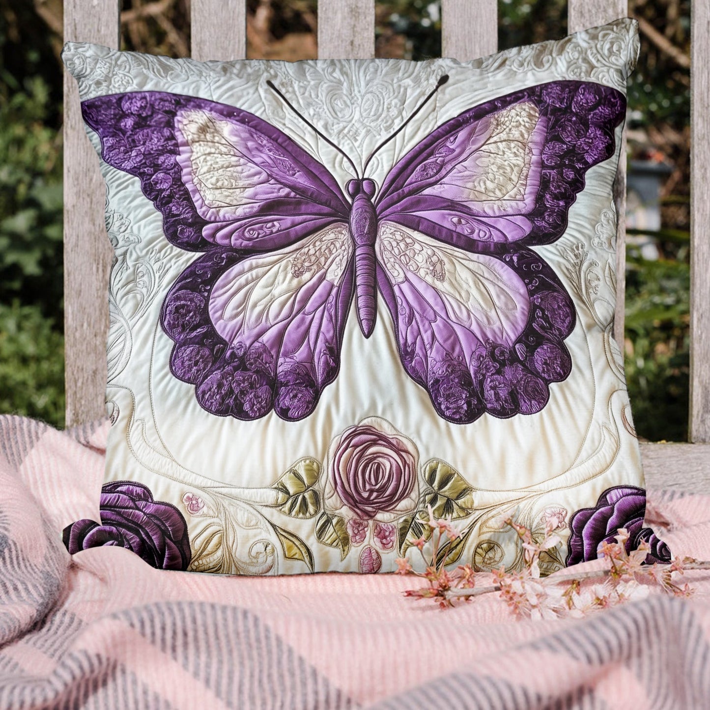 Midnight Butterfly Quilted Pillow Case NCU0NVH565