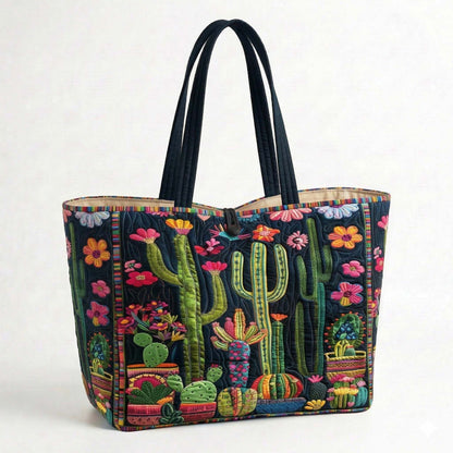 Midnight Cactus Quilted Classic Tote Bag SN0NT036