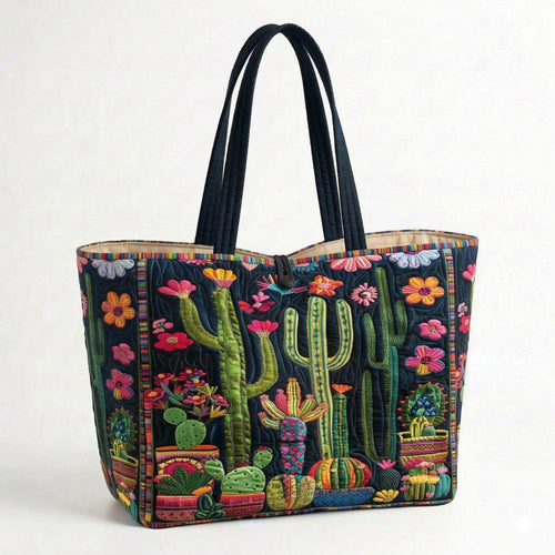 Midnight Cactus Quilted Classic Tote Bag SN0NT036