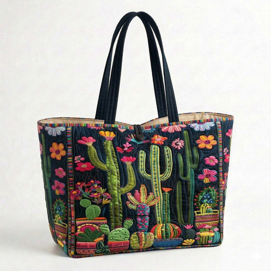 Midnight Cactus Quilted Classic Tote Bag SN0NT036