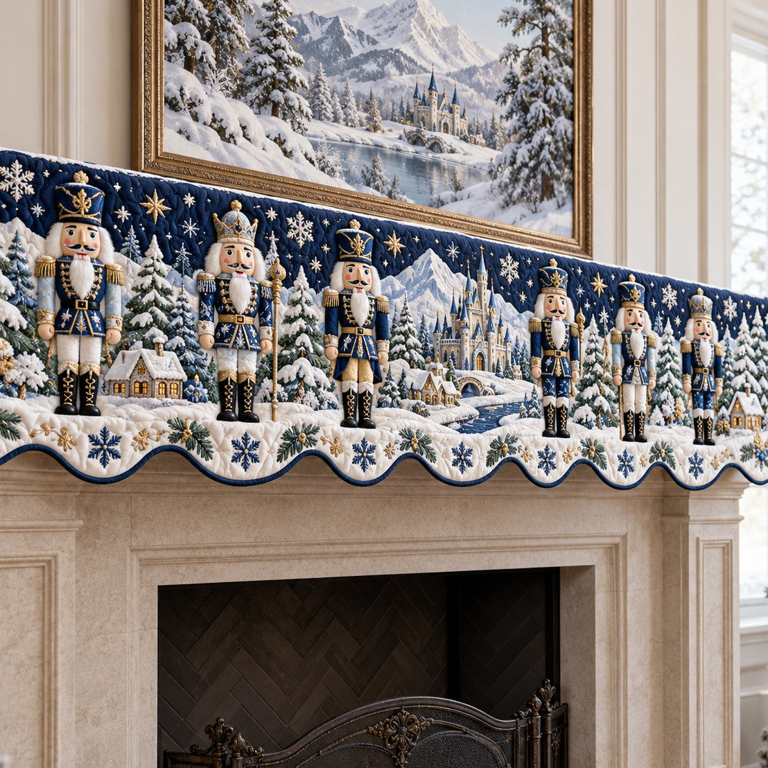 Midnight Castle Nutcrackers Quilted Mantel Scarf SN0TV981
