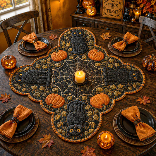 Midnight Cat Custom Shape Quilted Table Topper SN0TD091