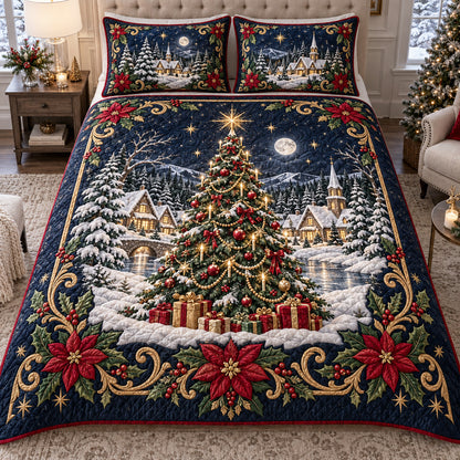 Midnight Christmas 3-Piece Quilted Bedding Set SN0TV766