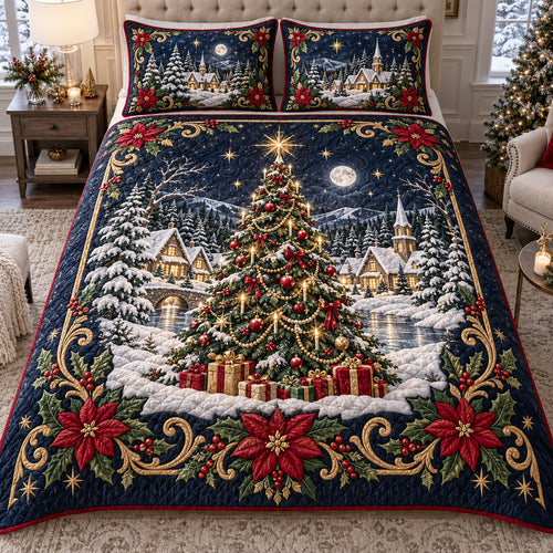 Midnight Christmas 3-Piece Quilted Bedding Set SN0TV766