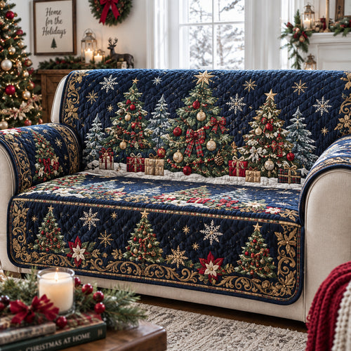 Midnight Christmas Forest Quilted Sofa Cover SN0DV644