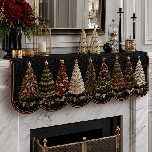 Midnight Christmas Tree Quilted Mantel Scarf SN0HH0253