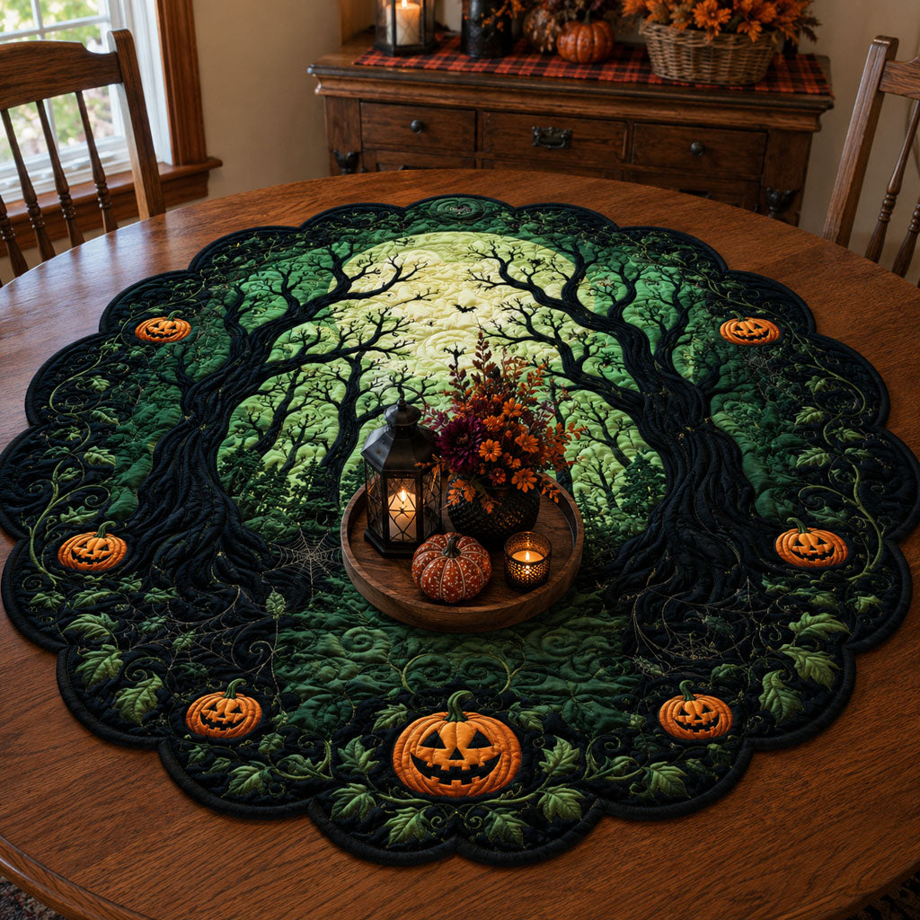 Midnight Forest Glow Custom Shape Quilted Table Topper SN0PT545
