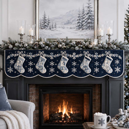 Midnight Frost Stocking Quilted Mantel Scarf SN0HH0287