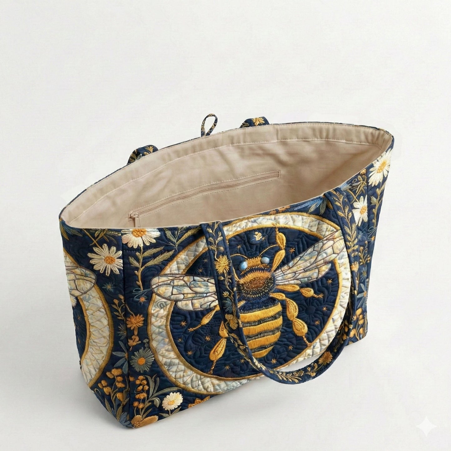 Midnight Garden Bee Quilted Classic Tote Bag SN0NT020