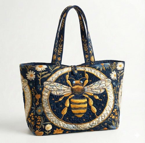 Midnight Garden Bee Quilted Classic Tote Bag SN0NT020