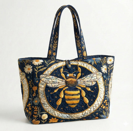 Midnight Garden Bee Quilted Classic Tote Bag SN0NT020