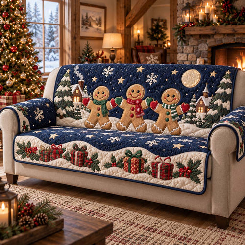Midnight Gingerbread Starlight Quilted Sofa Cover SN0HH0420