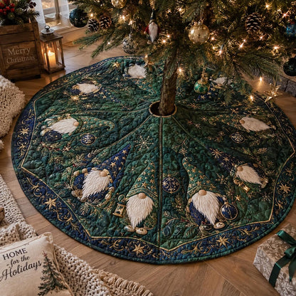 Midnight Gnome Forest Christmas Quilted Tree Skirt SN0DV874