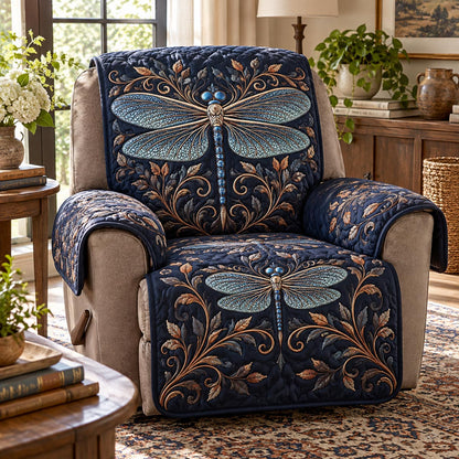 Midnight Golden Dragonfly Quilted Sofa Cover SN0DV1076