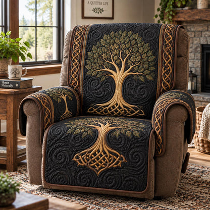 Midnight Golden Tree Quilted Sofa Cover SN0DV977