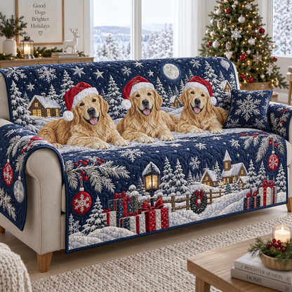 Midnight Golden Trio Quilted Sofa Cover SN0HH0410