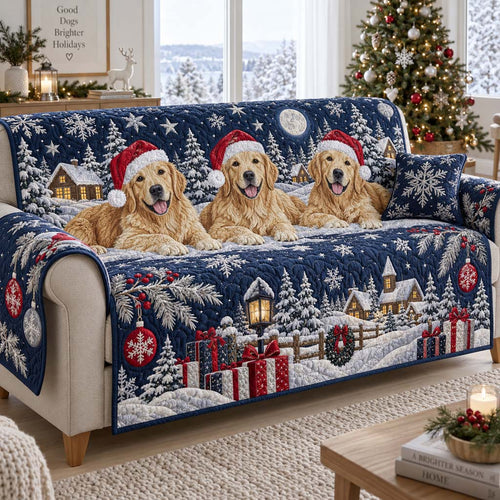 Midnight Golden Trio Quilted Sofa Cover SN0HH0410