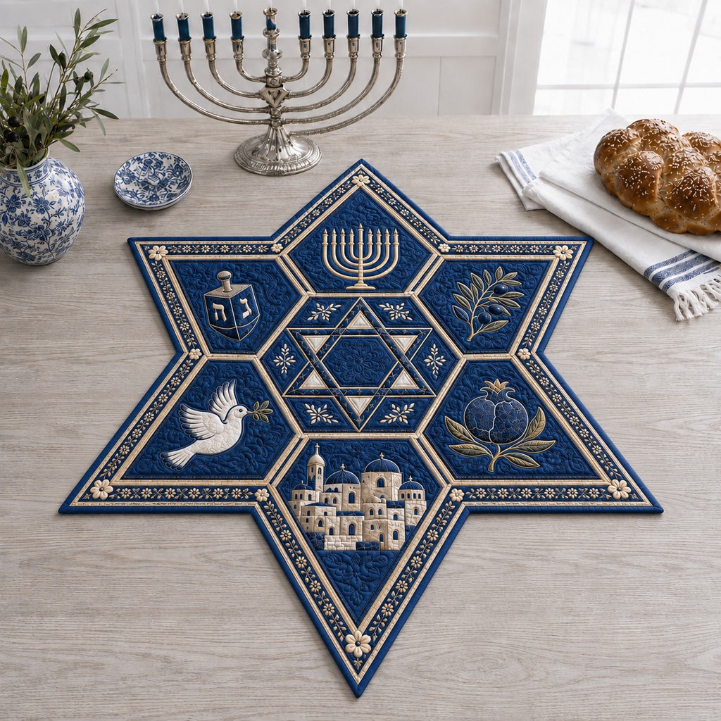 Midnight Harmony Crest Custom Shape Quilted Table Topper SN0HH0072
