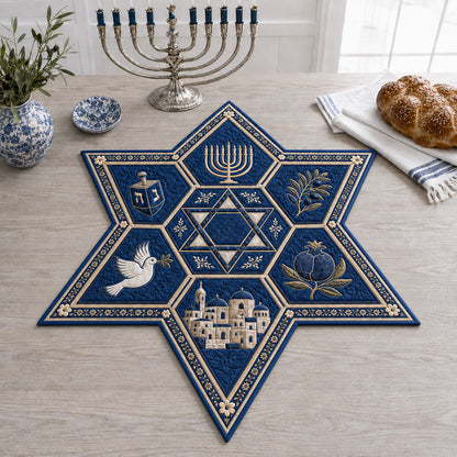 Midnight Harmony Crest Custom Shape Quilted Table Topper SN0HH0072