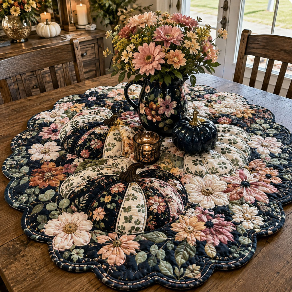 Midnight Harvest Garden Custom Shape Quilted Table Topper SN0PT620