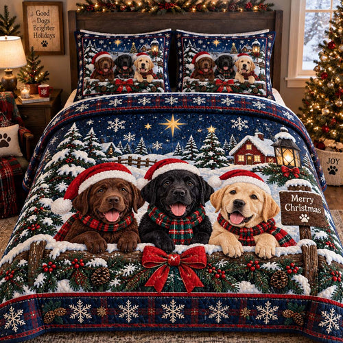 Midnight Labrador 3-Piece Quilted Bedding Set SN0HH0785