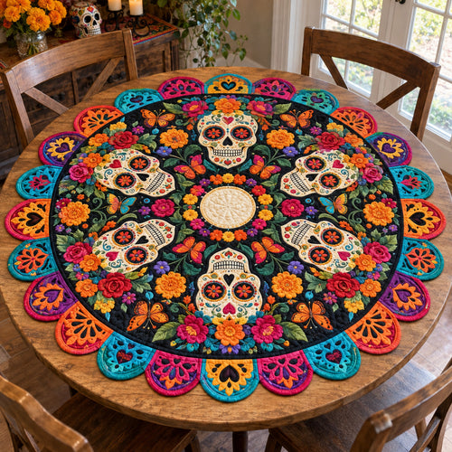 Midnight Marigold Custom Shape Quilted Table Topper SN0TV346