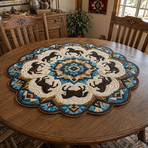 Midnight Mustang Run Custom Shape Quilted Table Topper SN0PT852