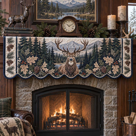Midnight Oak Stag Quilted Mantel Scarf SN0HH0343