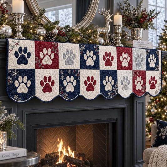 Midnight Paw Frost Quilted Mantel Scarf SN0HH0350