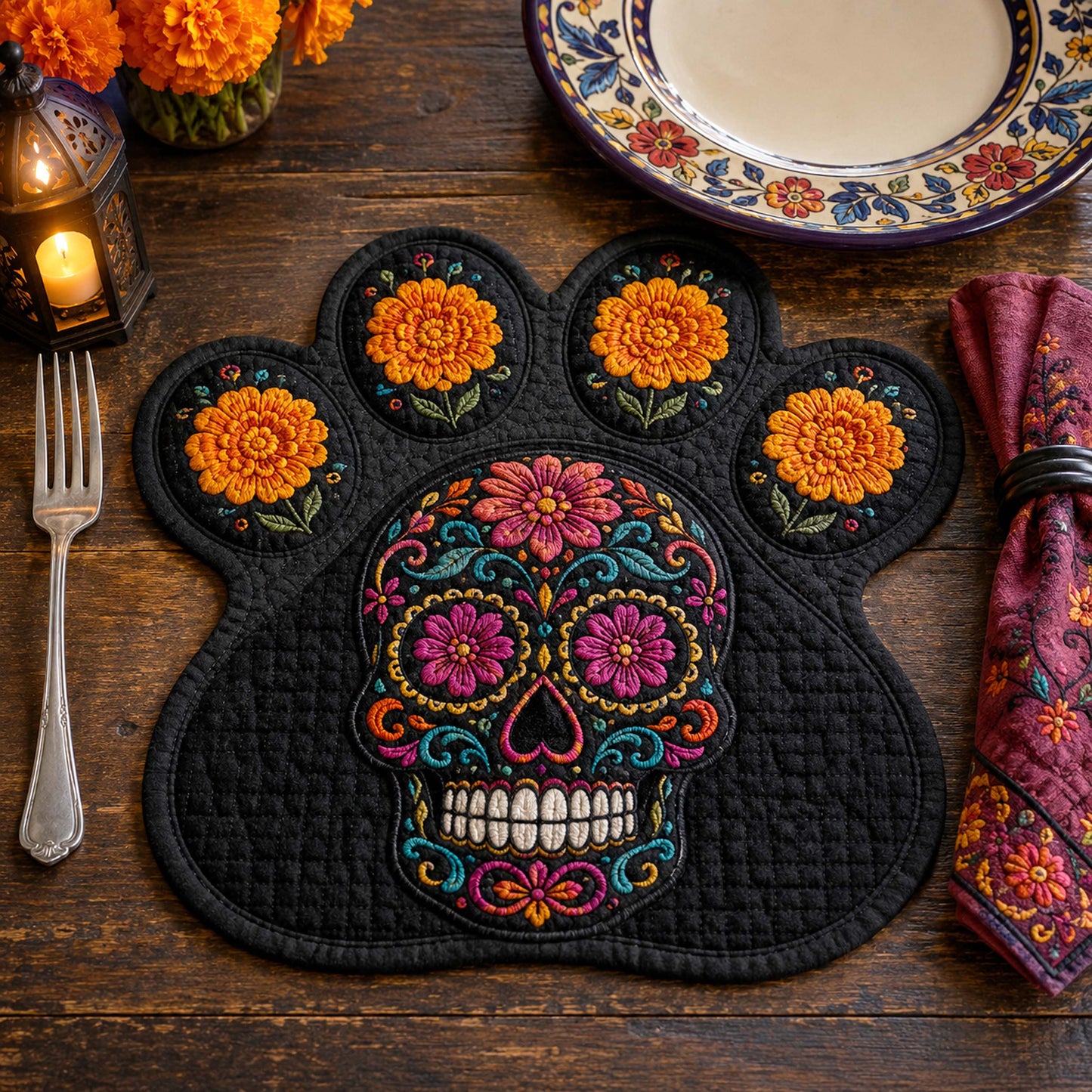 Midnight Paws Custom Shape Quilted Placemat SN0TD059