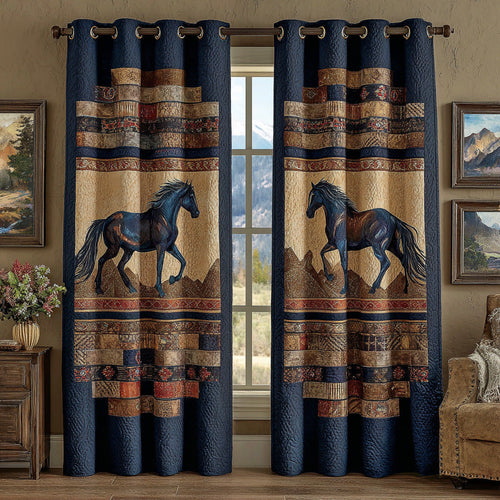 Midnight Prairie Horse Quilted Curtains NCU0DH831