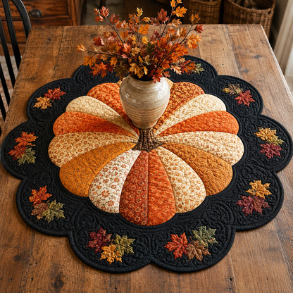Midnight Pumpkin Custom Shape Quilted Table Topper SN0TV066