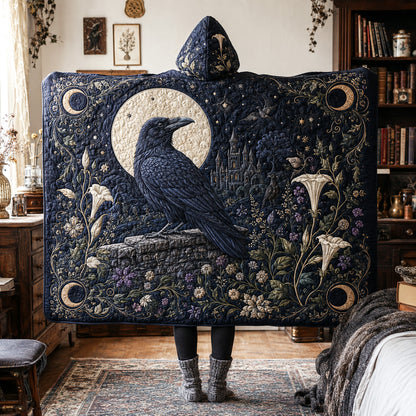 Midnight Raven Quilted Hooded Blanket SN0TV159