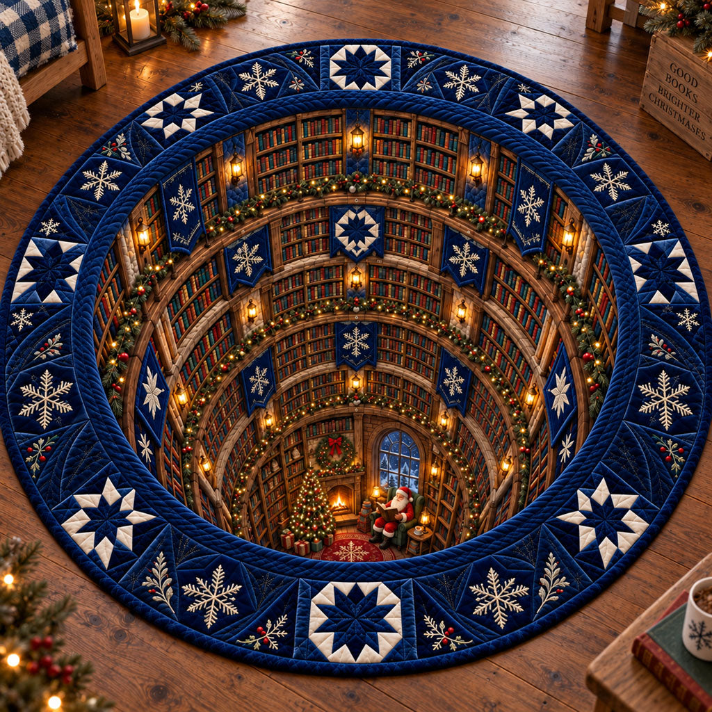 Christmas Library Quilted Round Mat NCU0SN014