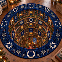 Midnight Santa Christmas Library Vortex Quilted Round Mat SN0PT1206