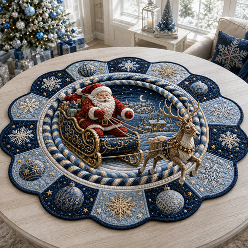 Midnight Santa Sleigh Custom Shape Quilted Table Topper SN0HH0144